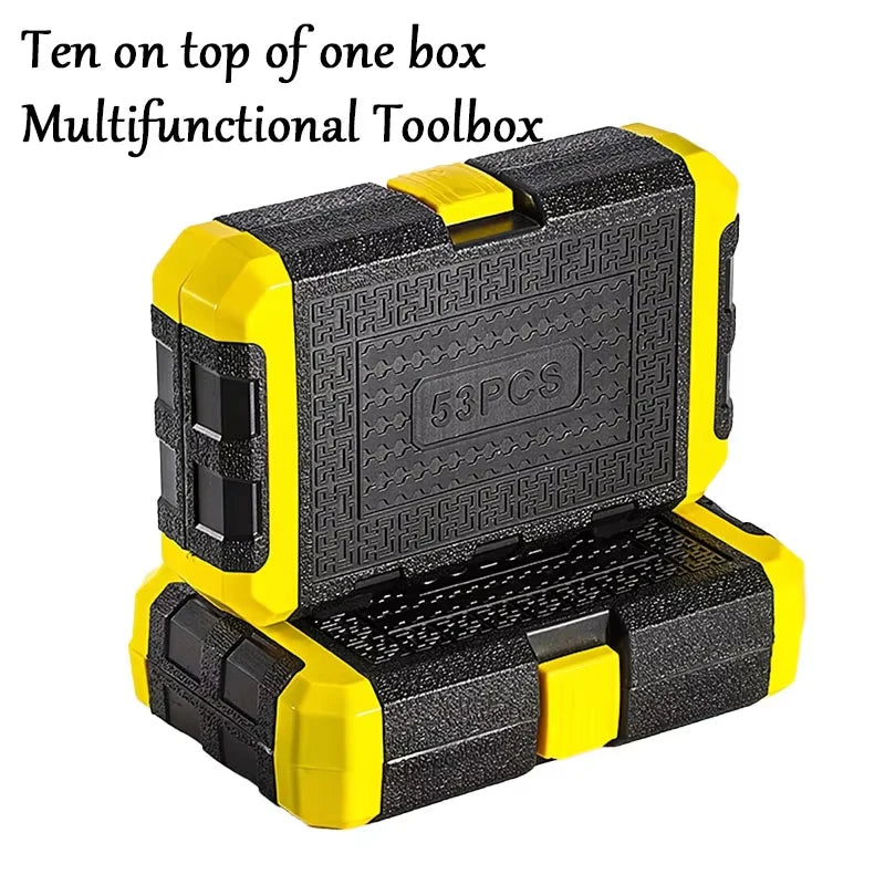 53 PCS Set of 1/4 Inch Socket Ratchet Wrench Set, Socket Drill Bit Extension Rod Automotive Repair with Case Car Repair Househol CM World