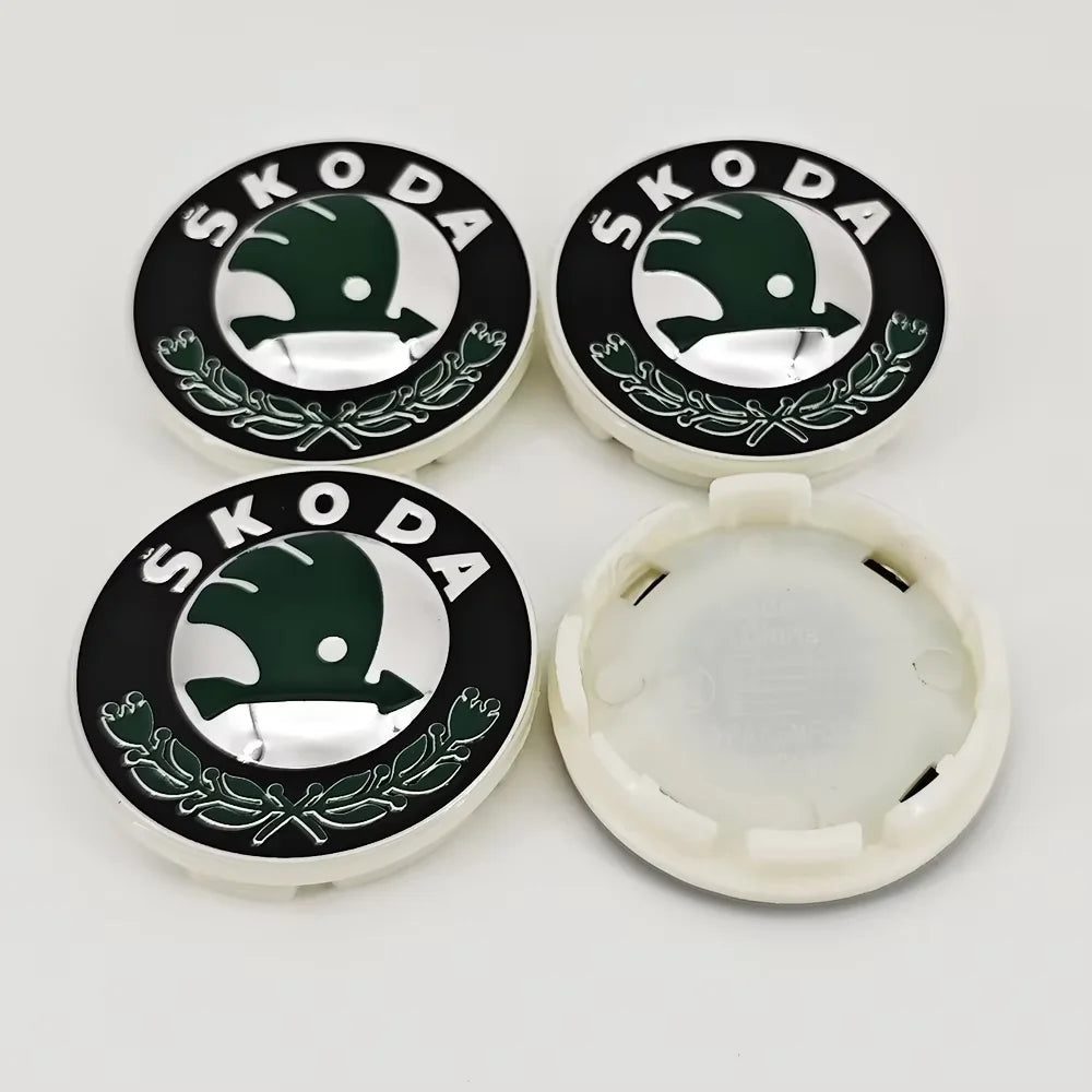 4pcs 56mm 65mm Green Black Chrome Car Wheel Center Caps for Skoda Rims Hubcaps Cover Emblem Badge Logo Auto Styling Accessories CM World