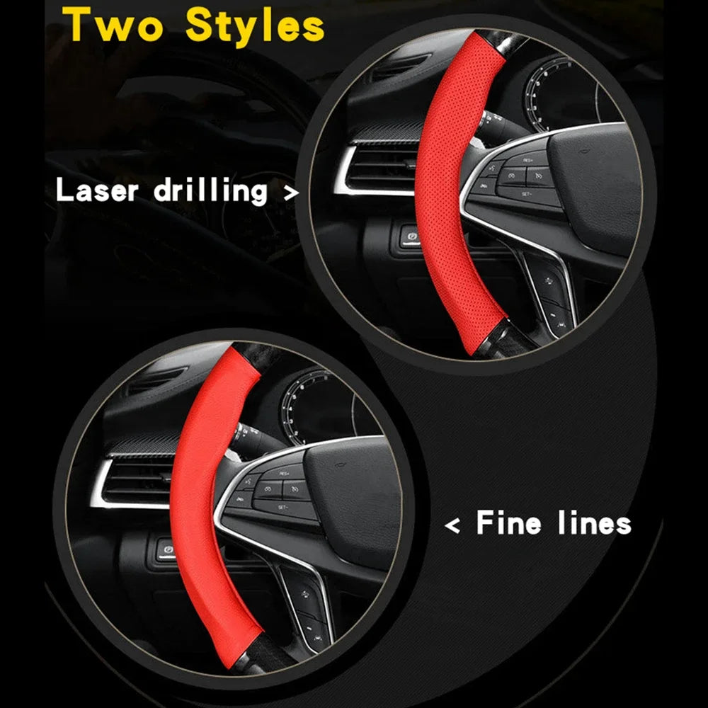 Universal Car Steering Wheel Cover Carbon Fiber Leather Three-dimensional Anti Slip, Timple And Fashionable Car Accessories CM World