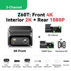 DDPAI Z60T Dash Cam 3-Channel HDR 4K+2K+1080P Front Rear Interior Night Vision 24H Parking Monitoring ADAS Dash Camera Car DVR