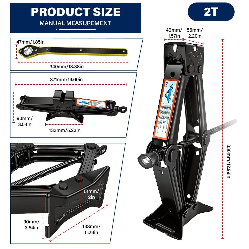 2.5T 1.5T Car Jacks 2 in 1 Manual Lift Jack Car Repair Tool Lifting Tool with Labor-saving Ratchet Wrench Foldable Jack for Car