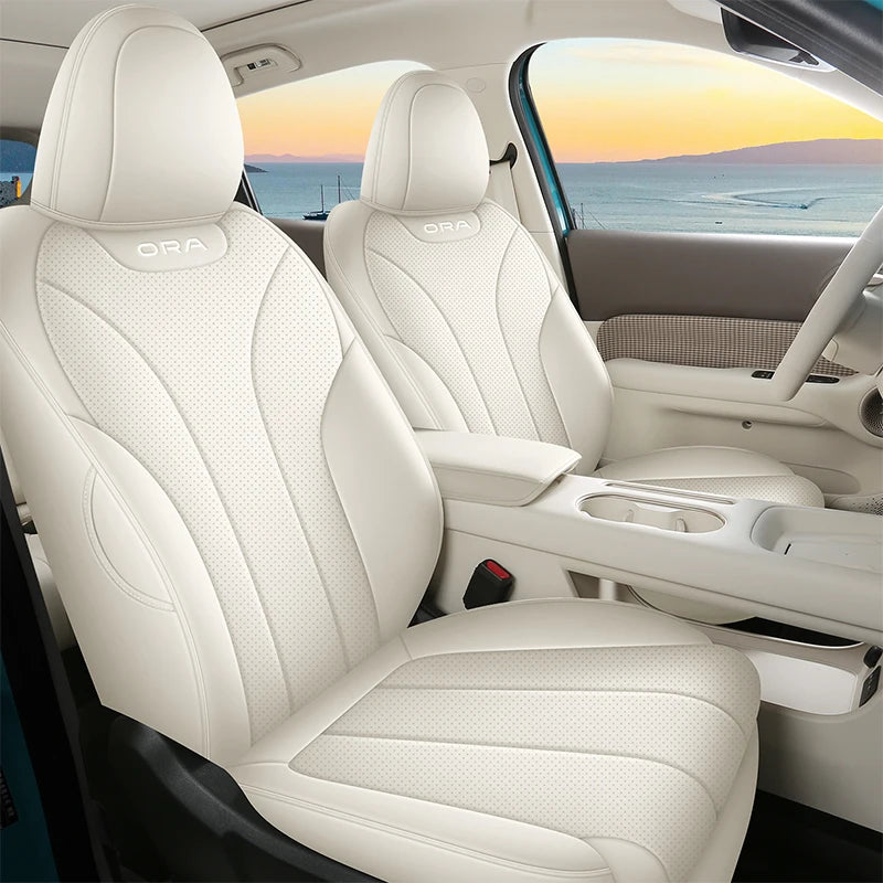 Designed Exclusively for the ORA 5, PU Leather Car Seat Cover, Breathable, Anti-Slip, Airbag Compatible, Full Set Car Seat Cover