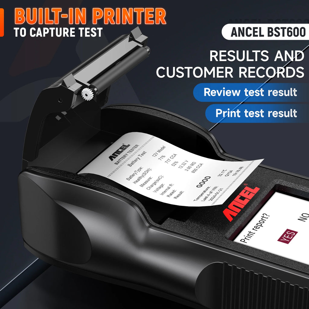 Car Battery Tester with Printer 12V 24V 100 2000 CCA Cranking Charging System ANCEL BST600  Digital Auto Load Tester