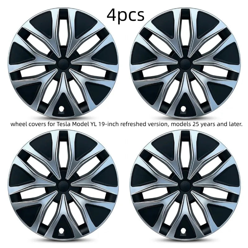 4x 19" Hub Cap Rim Covers For 2025 New Model Y L Refreshed Auto Wheel Protectors Snap-on Hubcaps Car Replacement Accessories