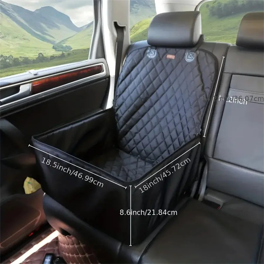 Fabric dog car seat cover, quilted, waterproof, anti slip, suitable for pet height increasing seats in cars, trucks, and SUVs - CM World