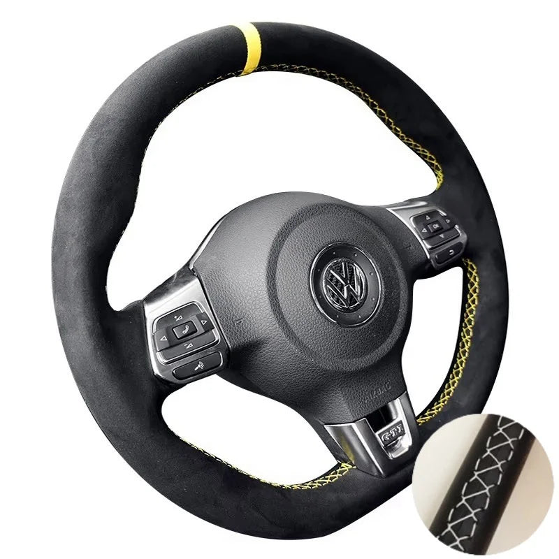 Customized Car Steering Wheel Cover Braid For Volkswagen VW Golf 6 GTI MK6 VW Jetta GLI Golf R20 Tiguan R-Line CM World