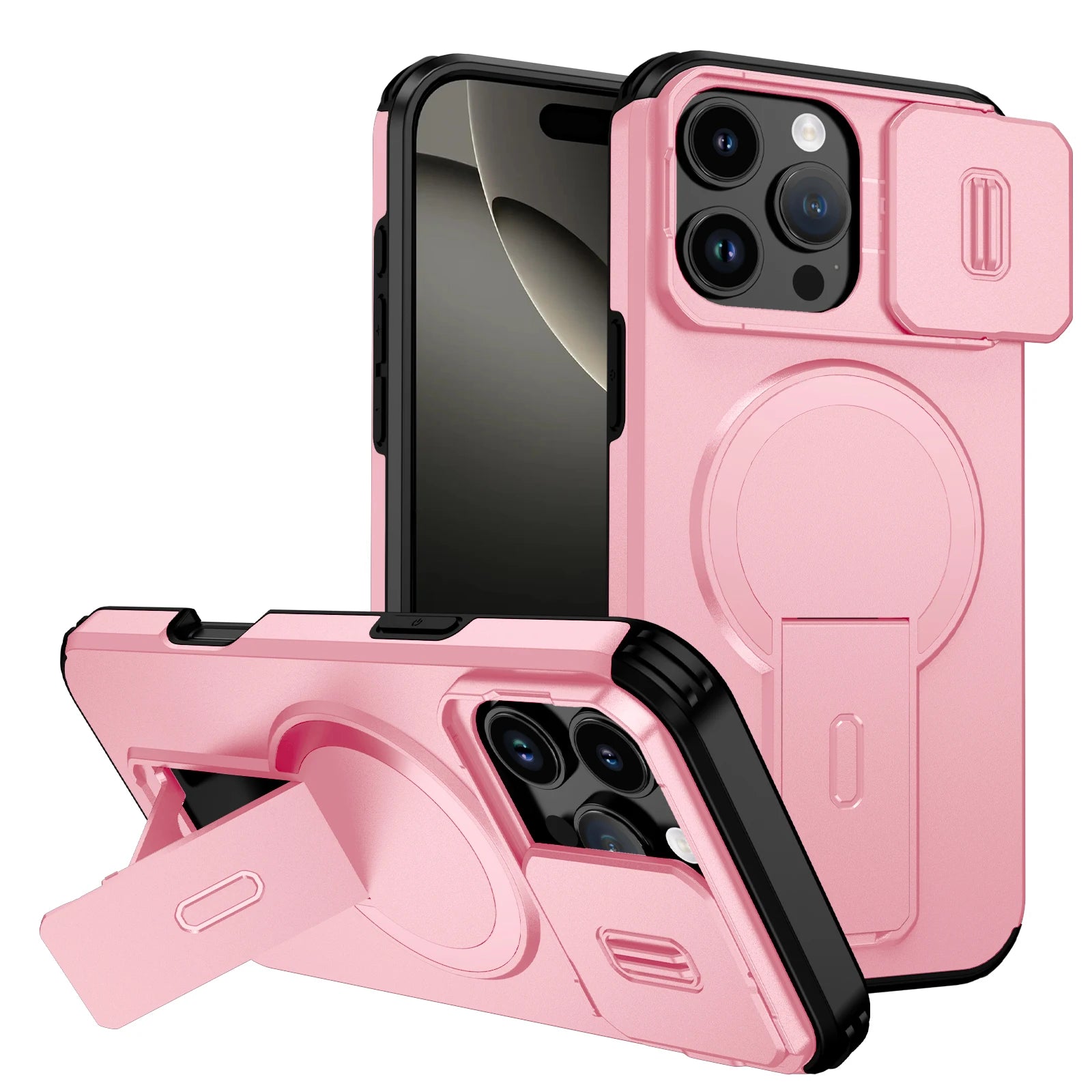 Shockproof Armor Bracket Magnetic Case for iPhone 17 16 E 15 14 13 11 12 Pro Max Mini For Magsafe Sliding Camera Protect Cover Car Mobile World
