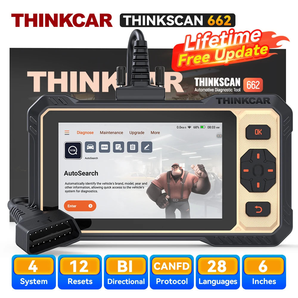 THINKCAR Thinkscan 662 Bi-directional Scan Tool CANFD Obd2 Scanner Car Diagnostic Tool Automotivo Code Reader 12 Reset Life Free Car Mobile World