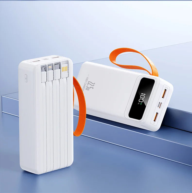 50000mAh Built-in Cable 22.5W Super Fast Charge Digital Display Power Bank Portable Charger Car Mobile World