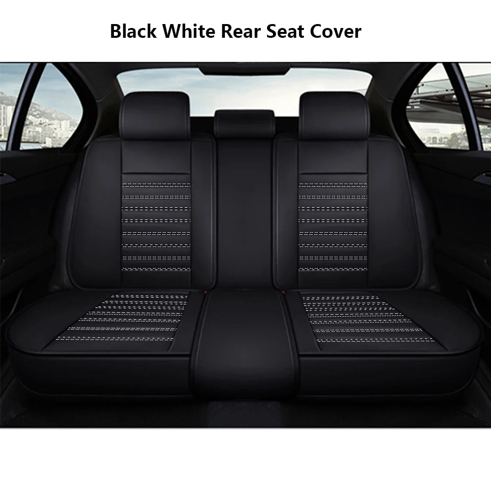 Black & White Faux Leather Car Seat Covers - Universal Fit, Lumbar Support, Waterproof, Anti-Slip, Durable for Cars, SUVs, Truck CM World