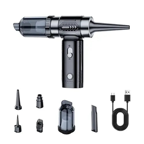Portable Cordless Handheld Car Vacuum Cleaner, 16000Pa Rechargeable Mini Vacuum with Air Blower & Pump, for Home Office Pet Hair