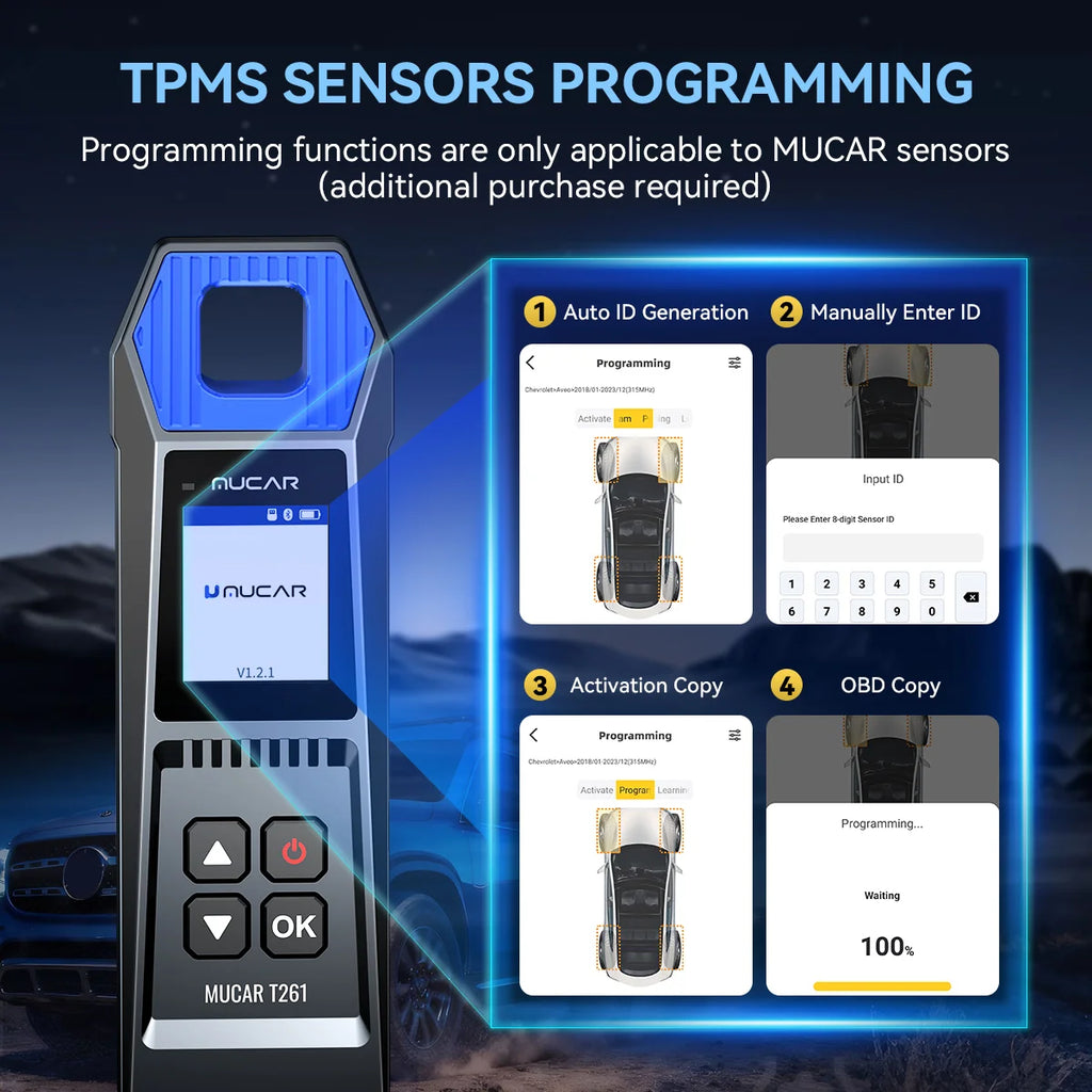 2026 MUCAR T261 Tire Pressure Inspection Tools TPMS System Car Code Reader Sensor Programming Tools For MUCAR 892BT VO7S VO6