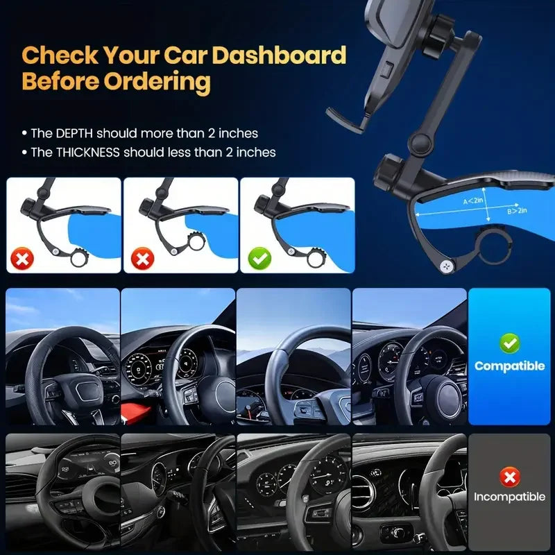 Multi Angle Adjustable Car Mount Holder for Phone Cool Dashboard Clip Universal Rotation Mobile Navigation Stand Car Accessories CM World