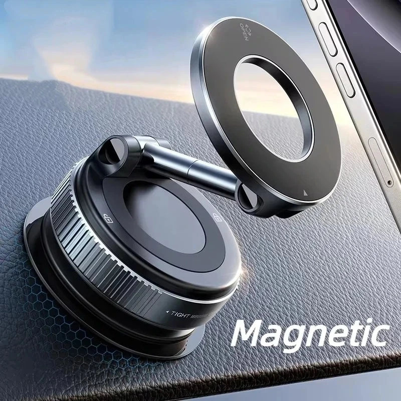 Rotating Folding Magnetic Phone Holder Vacuum Suction Mag Stand for Car Navigation Gym Kitchen - Universal GPS Streaming Bracket CM World