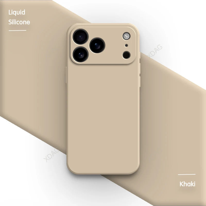 Liquid Silicone Original Phone Case for iPhone 17 Pro Max Air 17Pro 17Max 5G Straight Edge Lens Protection Soft Basic Back Cover Car Mobile World