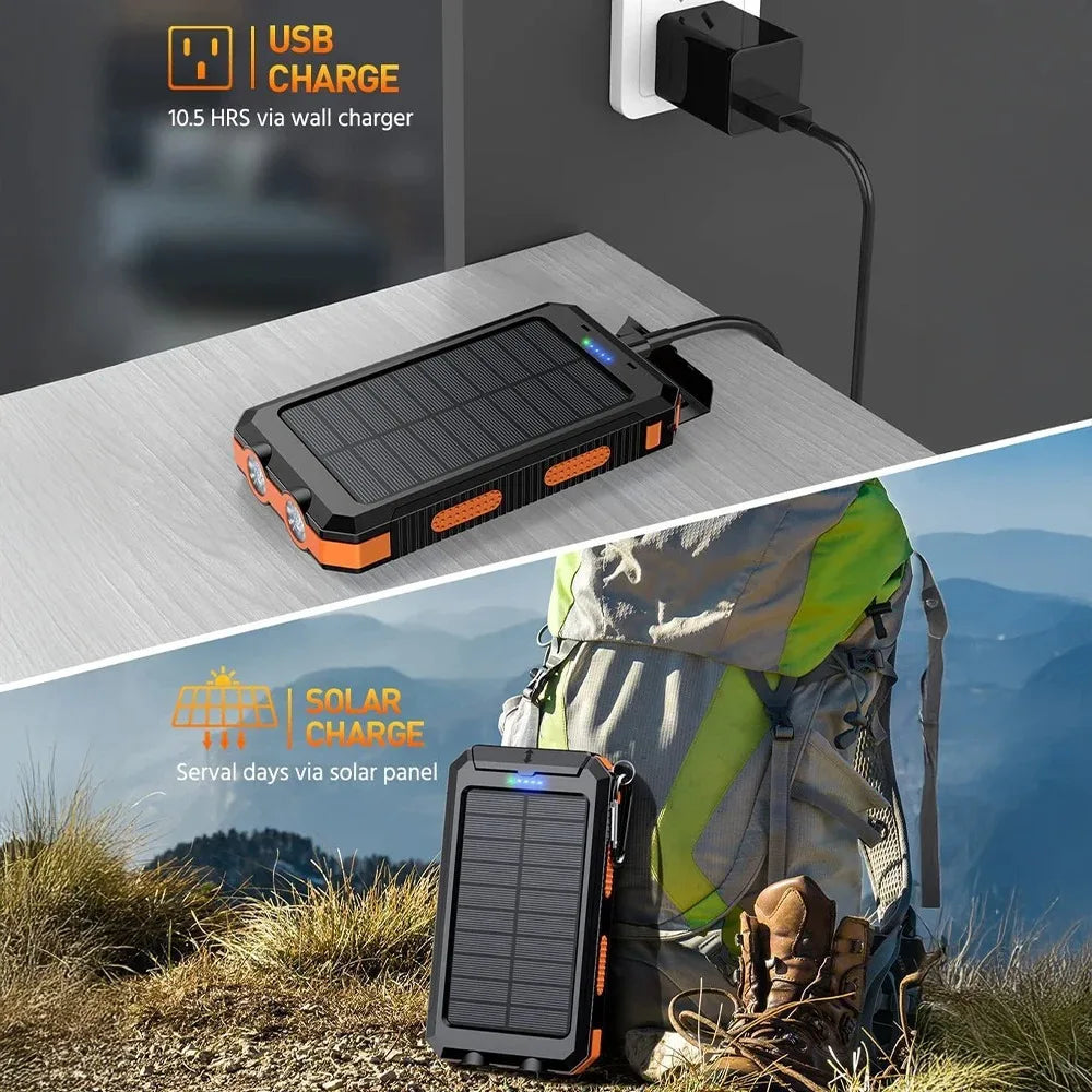 Lenovo Solar Power Bank 80000mAh Portable Charging Poverbank External Battery Charger Strong Light LDE Light for All Smartphones Car Mobile World