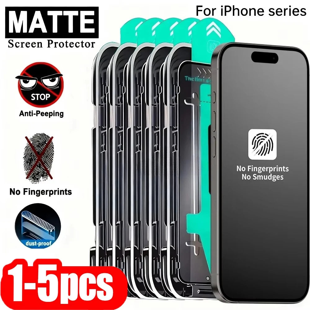 1-5PCS Matte Privacy Tempered Glass Screen Protector For iPhone 18 Pro Max 17 16 15 14 Plus 13 12 11 XR XS Dust Free Instal Film