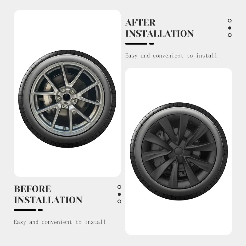 TSLLUG 4PCS Wheel Hub Caps For Tesla Model 3 18" Aero Wheels 2017-2023 18-inch Turbine Style Car Wheel Hubcap Accessories