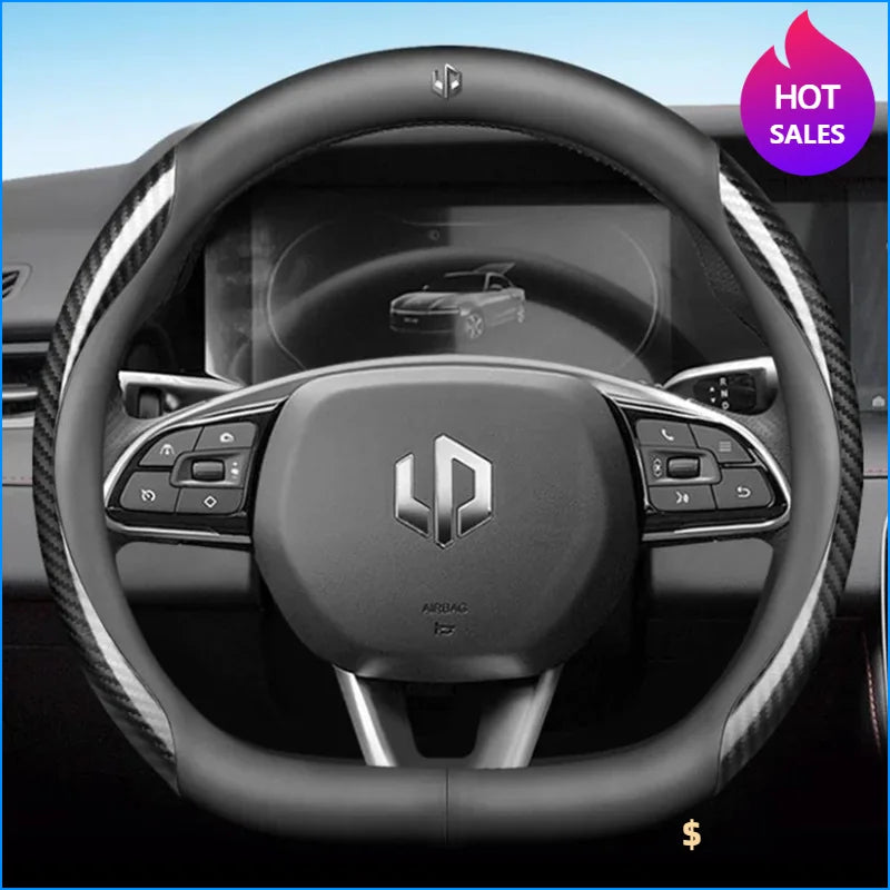 Leather Car Steering Wheel Cover For LEAPMOTOR C11 C10 T03 C16 2022 - 2024 2025 Breathable Non-slip Car-styling Auto Accessories