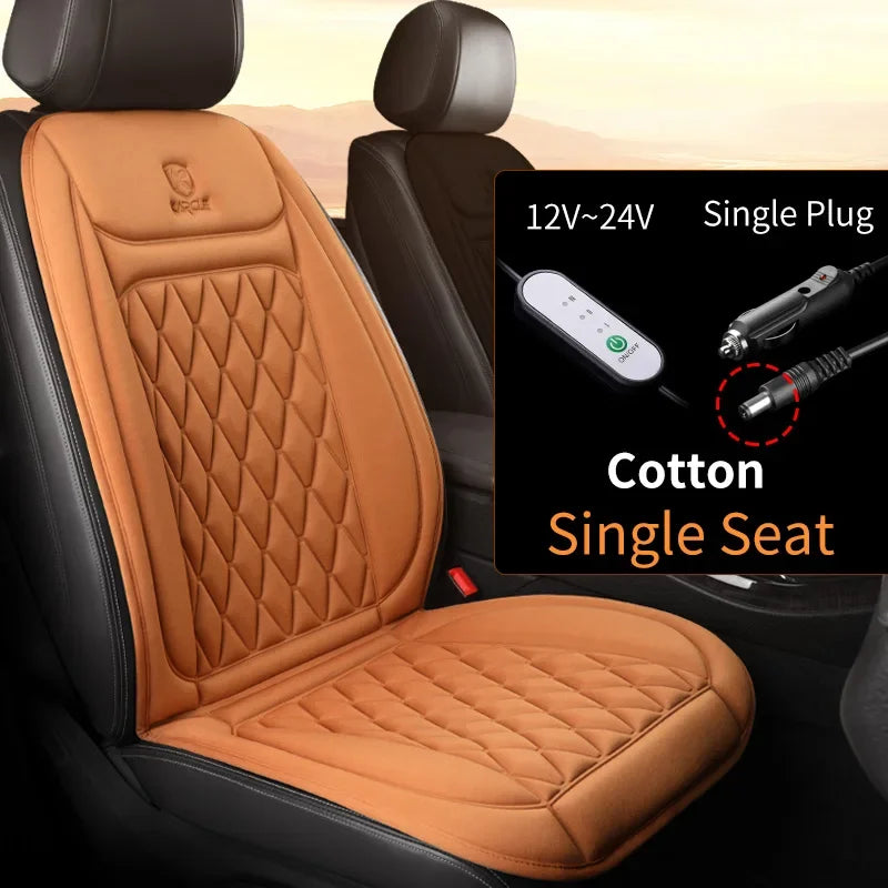 Universal Heated Car Seat Cushion 12V/24V Fast Heating Car Seat Covers Warm Winter Cloth/Flannel Automobile Seat Cover Heater