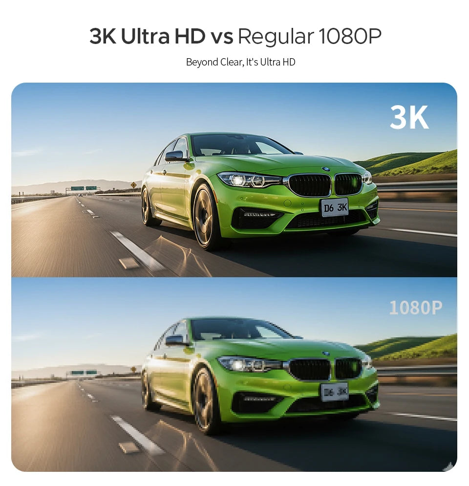 KAWA Dash cam Video Recorder D6 3K Car Camera, Car DVR Voice Control Dash AUTO Camera,Night Vision Dashcam 2025 New Car Mobile World