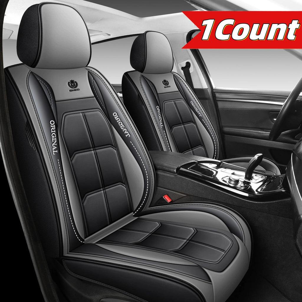 1pc Premium PU Leather Universal Fit Car Seat Cover All-Season Protector Mat with Soft Cushion Full Package Seat Cover CM World