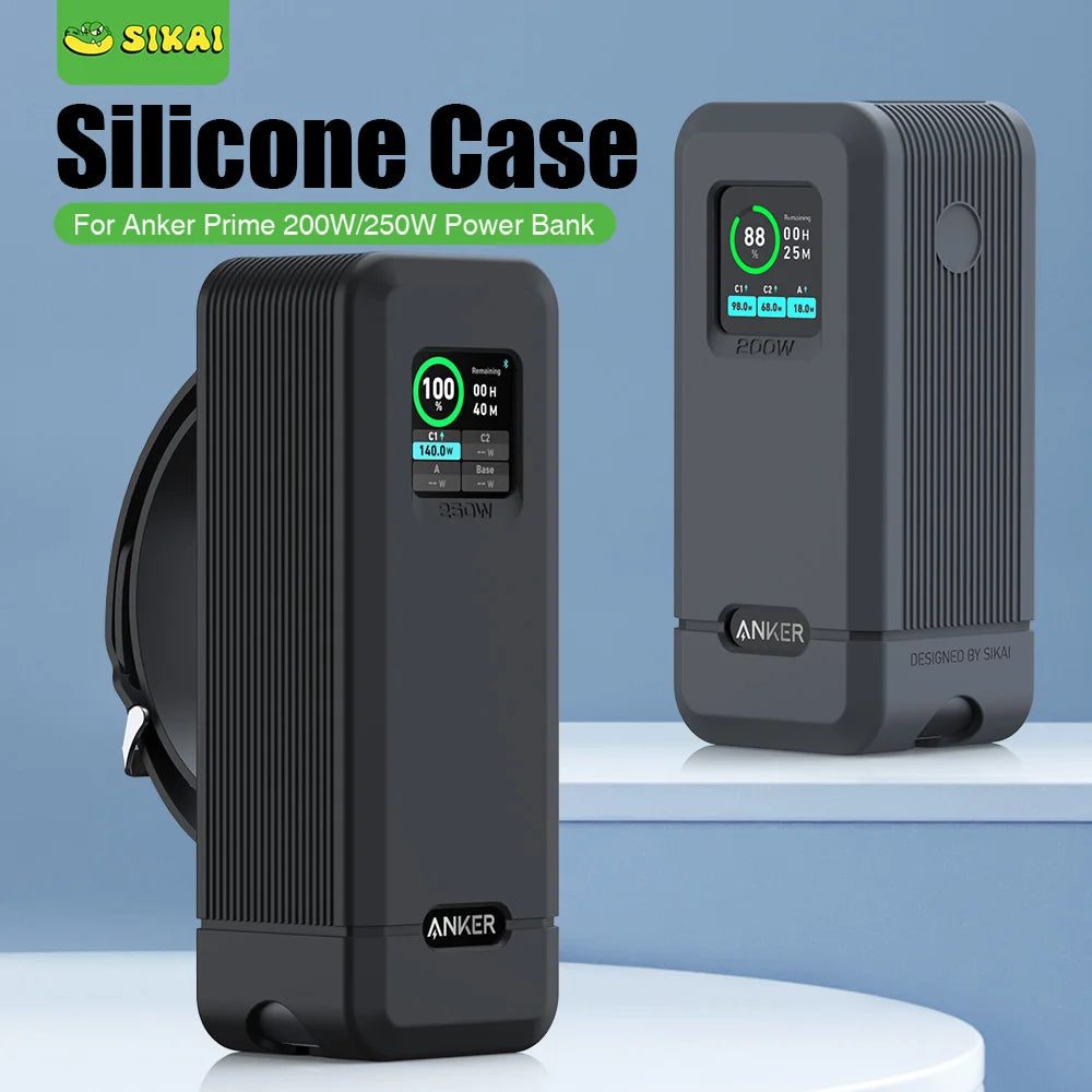 Silicone Case for Anker Prime 27,650mAh 250W/20,000mAh 200W Power Bank TF/SIM card PIN storage Carrying Travel Case Storage Bag
