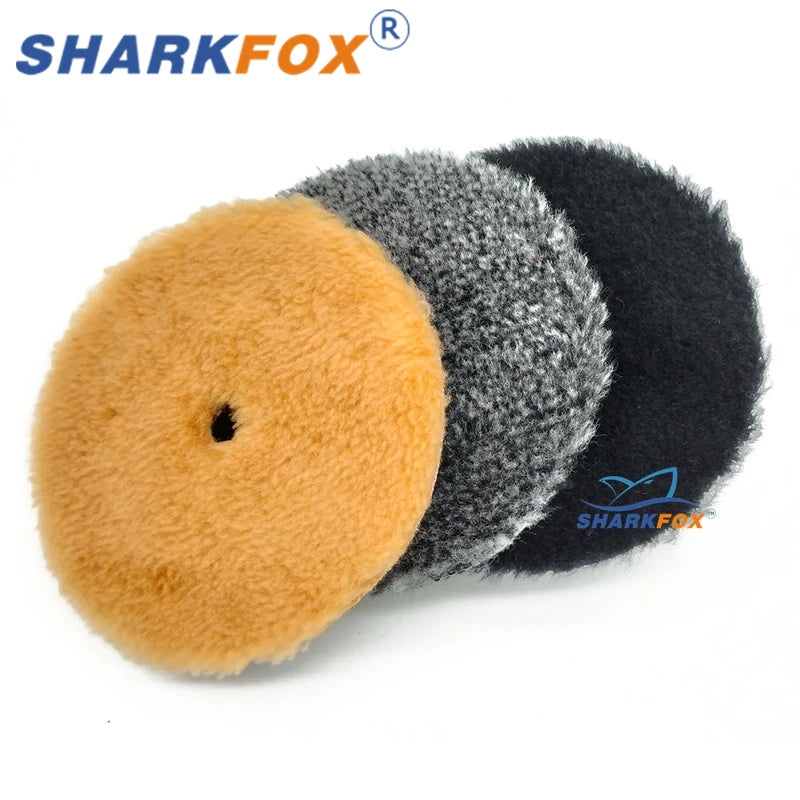 Sharkfox 5/6Inch High Density Lambs Woollen Polish buffing Pad Wool Polishing Pad for Car Polisher Wool Pad