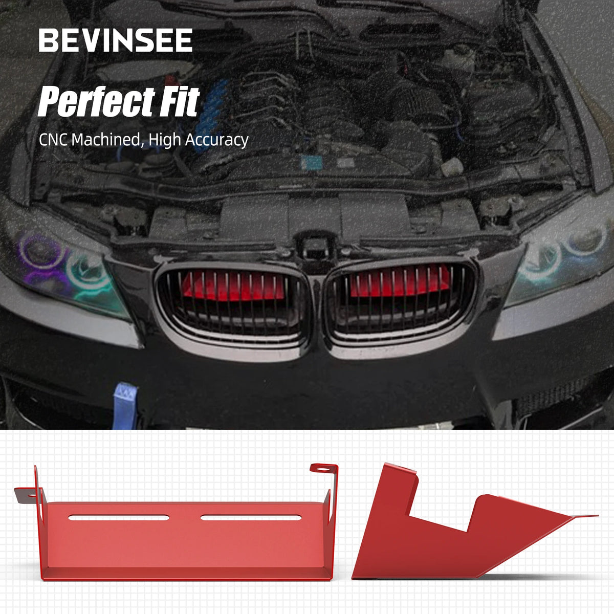 BEVINSEE Aluminum Air Intake Scoops for BMW E90 E92 E93 323i 325i 328i 330i 335i 335d 2007-2012, Car Accessories