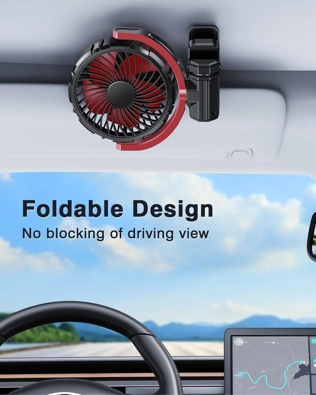 Eary Battery Powered Car Fan 2000mAh Clip On Fan for Car Visor Quiet 360° Rotate Usb Rechargeable for SUV Van Truck Accessories CM World