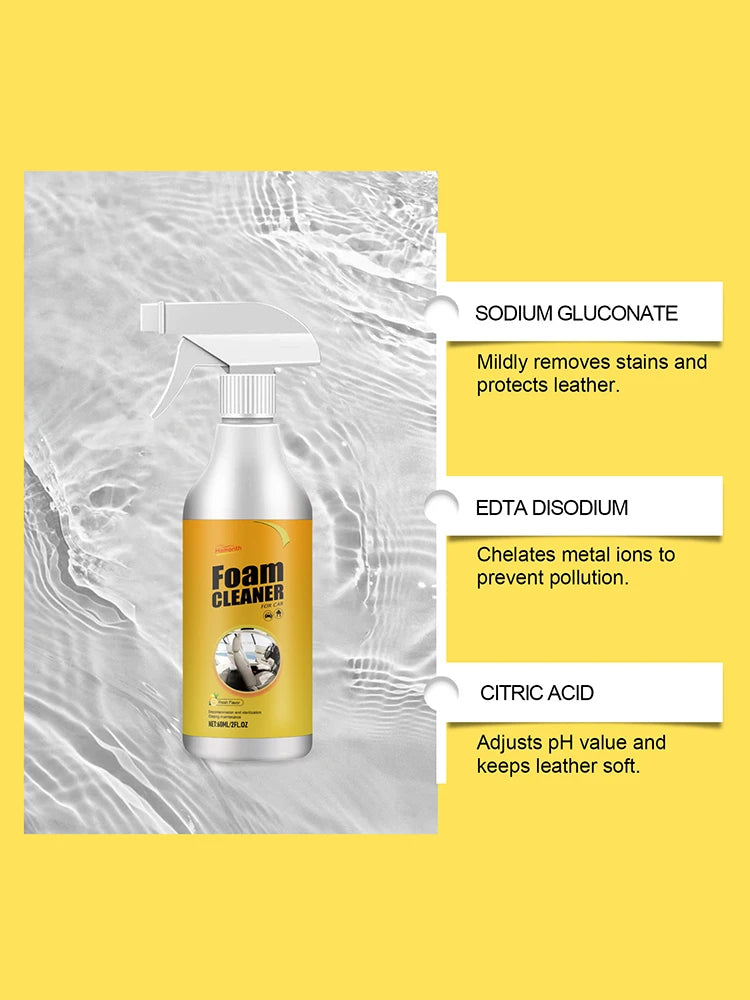 Multifunctional car upholstery cleaner car upholstery seat waterless wash powerful de-greasing cleaner universal 2026