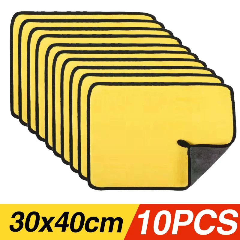 Car Wash Towels Cleaning Cloth Absorbent Dry Cloth General Purpose Microfiber Towel Thickened Yellow 30/40/60cm CM World