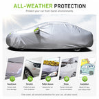 190T Breathable Full Exterior Car Cover, Outdoor Sun Shade, Snow, Dust & UV Ray Protective Cover Fit for Hatchback & Sedan