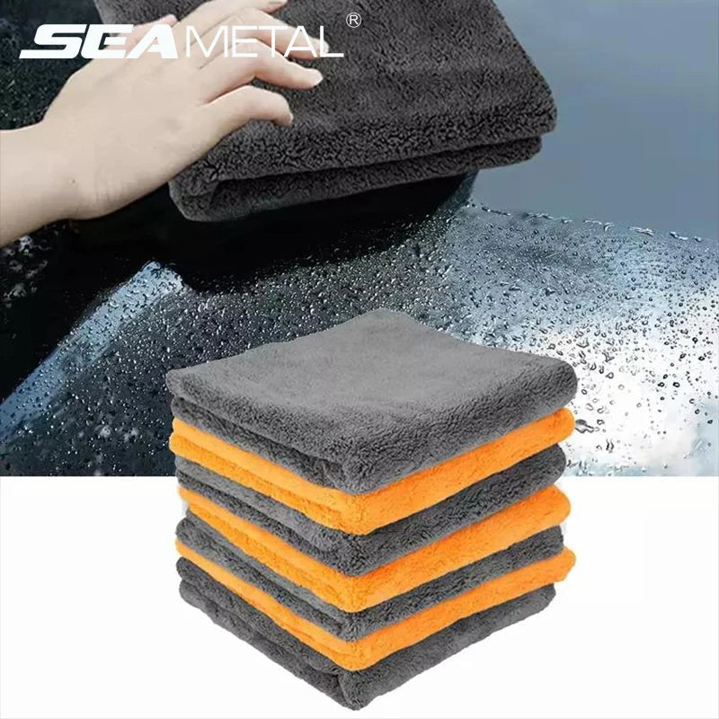 SEAMETAL 600GSM Car Thicken Cleaning Cloth Professional Cleaning Car Wiping Microfiber Towel Car Wash Rag 40x40cm 1/2/6/9 Packs
