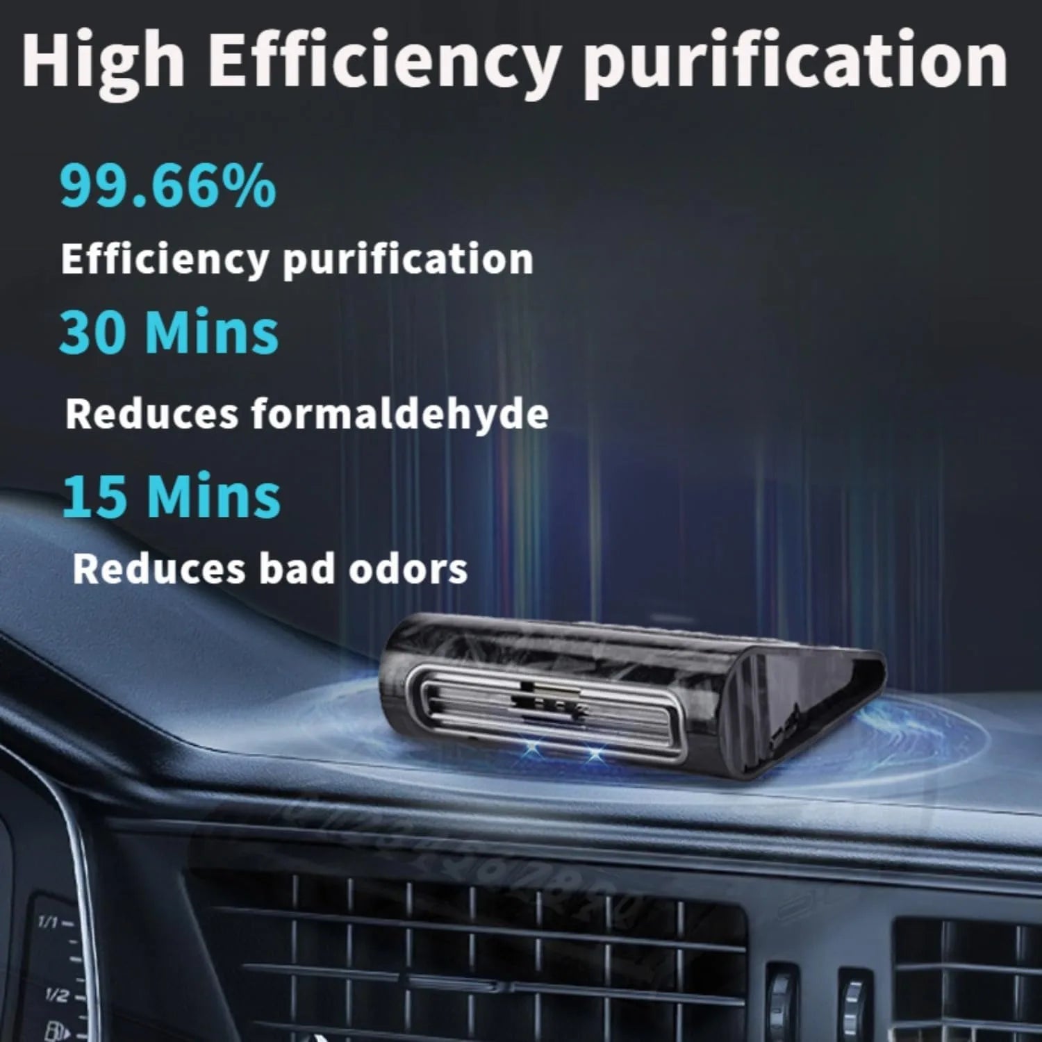 Solar Air Purifier for Car, 2-in-1 USB & Solar Charging, Ozone Ionizer Eliminates Smoke, Pet Odors, VOCs, Filter-Free, Portable CM World