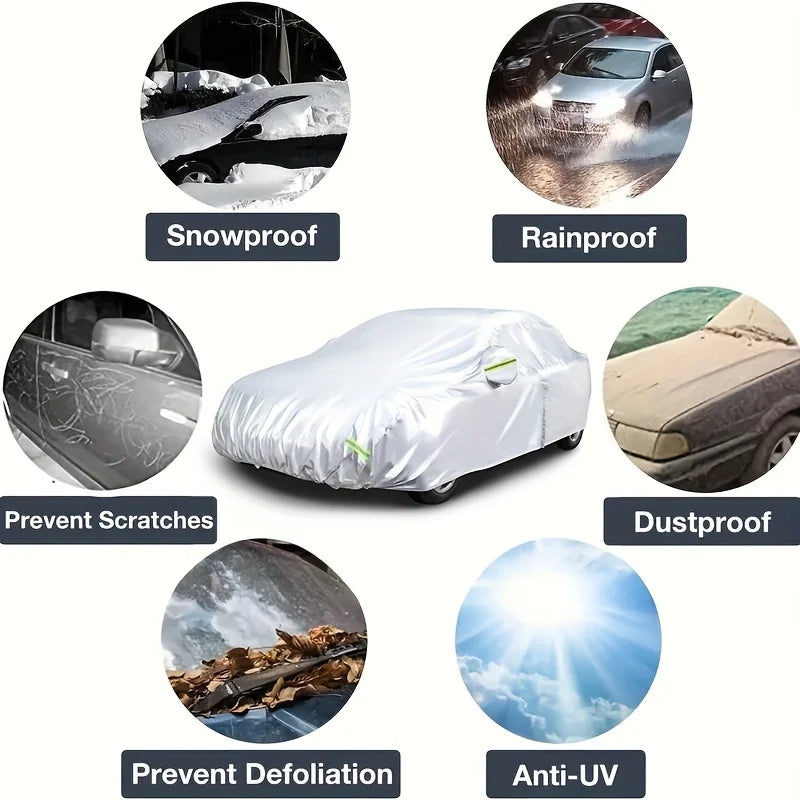 Car Cover Outdoor Protection Exterior Sun Snow UV Covers SUV Sedan Auto Sunshade Dustproof Waterproof Black Silver Car Mobile World