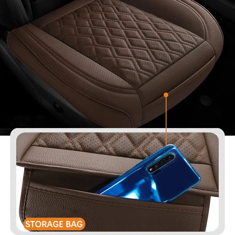 Cowhide Leather Car Seat Covers Breathable Front Car Seat Cushion Non-Slip Rear Seat Pad Universal All Weather Auto Seat Covers