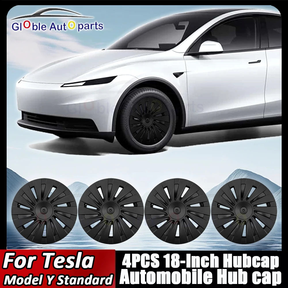 4PCS 18 Inch Wheel Hub Cap for New Tesla Model Y Standard 2025+ Automobile Hubcap Replacement Wheels Cover Full Rim Accessorie