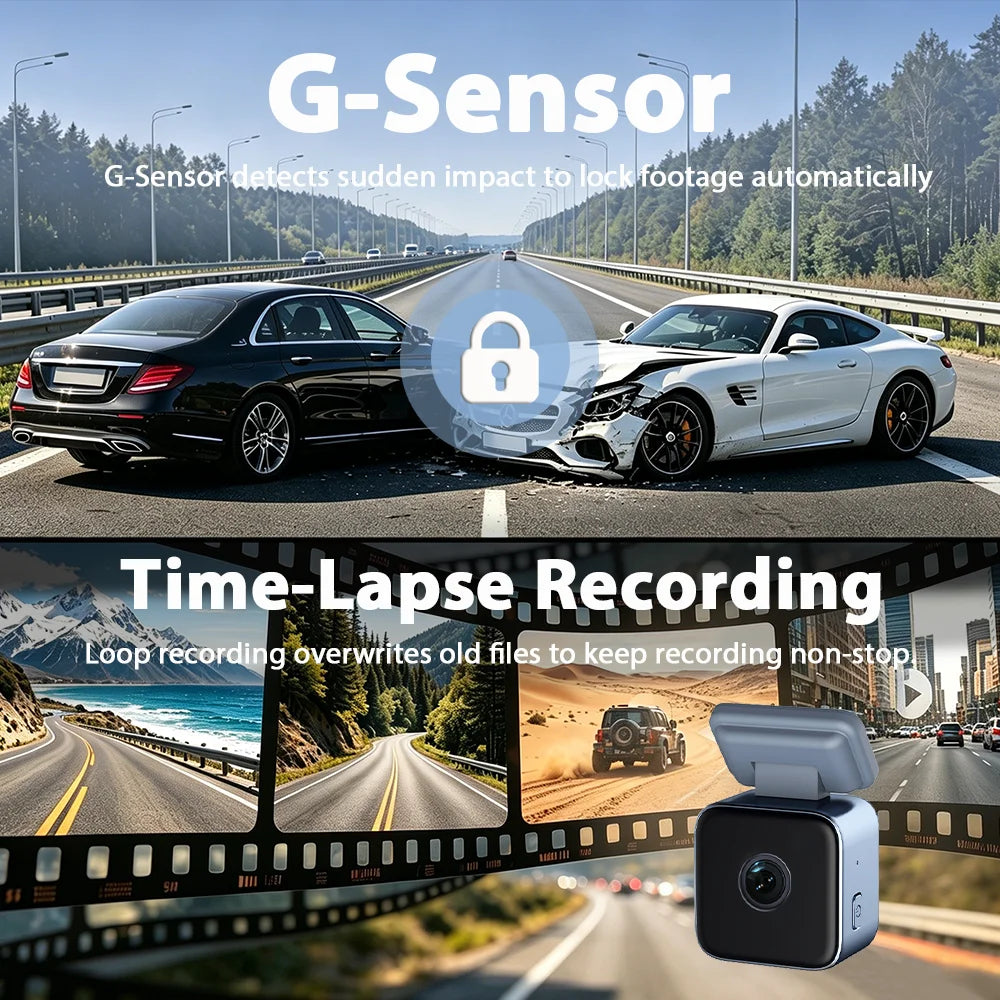 ZKCAMSPY Mini Car DVR 2K Tiny Dash Cam WiFi APP Control Night Vision 24 Parking Loop Recording G-Sensor Video Recorder Dashcam