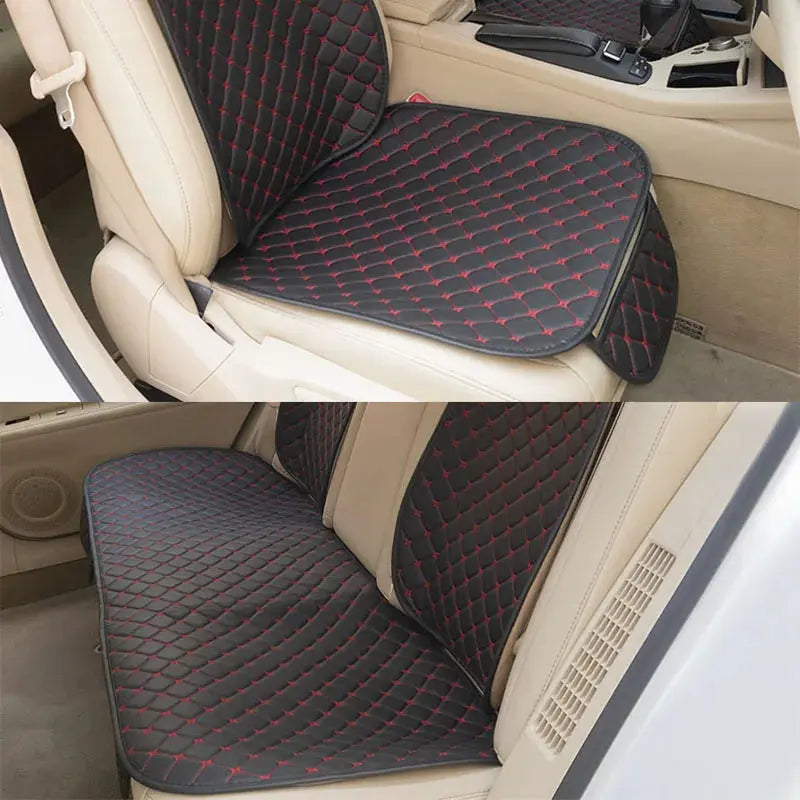 SEAMETAL PU Leather Car Seat Cover Front Rear Auto Chair Protector Backrest Waterproof Cushions Four Season for Car Accessories Car Mobile World
