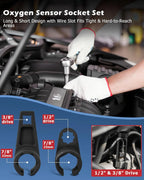 Universal Oxygen Sensor Socket Set O2 Lambda Sensor Removal Tool Kit Automotive Wrench Remover Installer Multi Size Box Tool