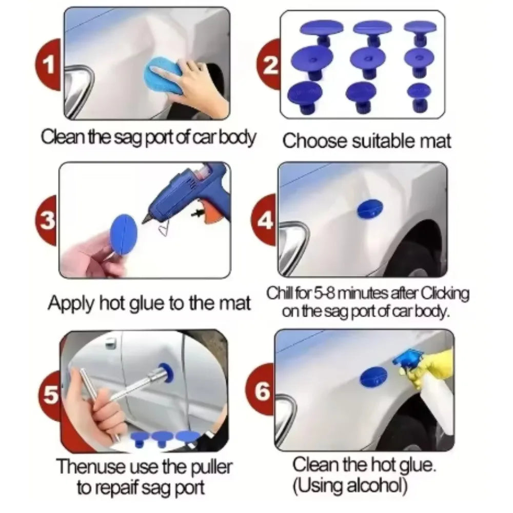 Car Body Paintless Dent Repair Tool Set Auto Part Mechanical Sheet Metal Slide Suction Cup Puller Glue Kit CM World
