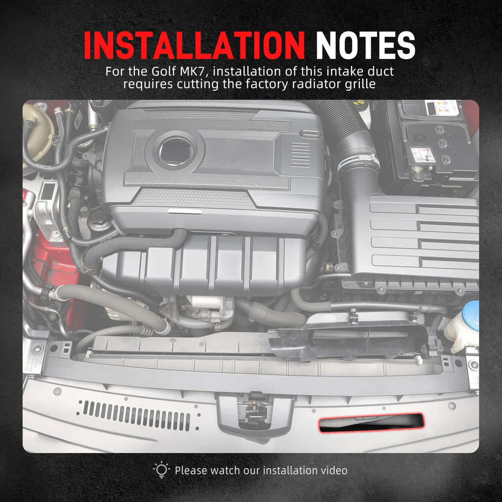 BEVINSEE Stainless Steel Engine Air Intake Duct Upgrade for Volkswagen for Golf R/GTI Mk7/ 7.5 (1.8/2.0TFSI) 2012-2020