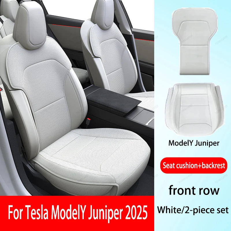 For Tesla ModelY Juniper 2025 PU Seat Cushion Ventilation Comfortable, Four Seasons Universal Split Single Sitting Back row Set CM World