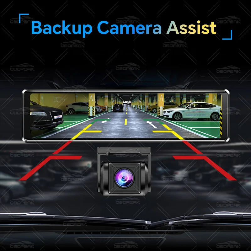 D90 11.26" 4G+64G 4G Android 14 AI Screen GPS Navigation Carplay Android AUTO Dual Lens Dash Cam RearView Mirror Video Recorder