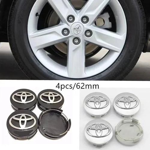 4pcs 62mm Car Styling Wheel Hub Center Caps Rim Cover Badge For Toyota Corolla Yaris CHR Rav4 Highlander Avalvn Camry accessory CM World