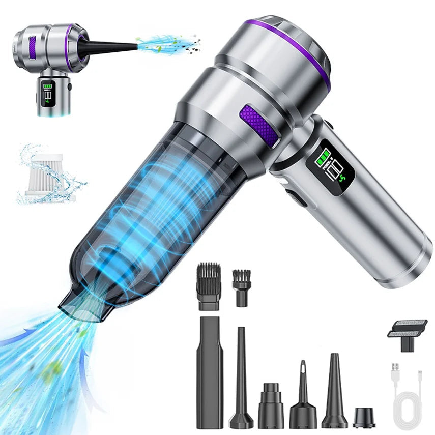 Car-mounted Dual-use Vacuum Cleaner, Brushless High-power Dust Remover And Inflator With Digital Display Car Mobile World