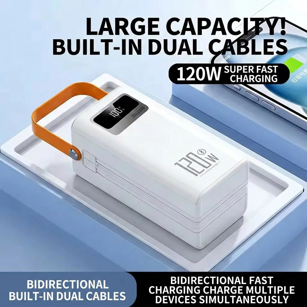120W 150000mAh Fast Charging Power Bank Large Capacity Outdoor Mobile Power Supply External Spare Battery for Outdoor Camping Car Mobile World