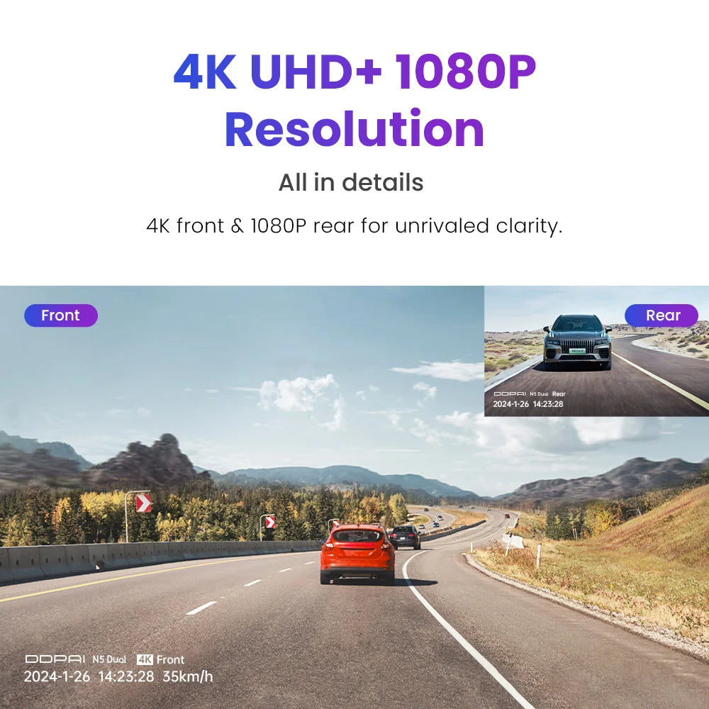 DDPAI N5 Dual 4K Dash Cam Front and Rear Ultra HD Dash Camera with NightVIS ADAS GPS 32GB EMMC Radar Parking Mode Video Recorder