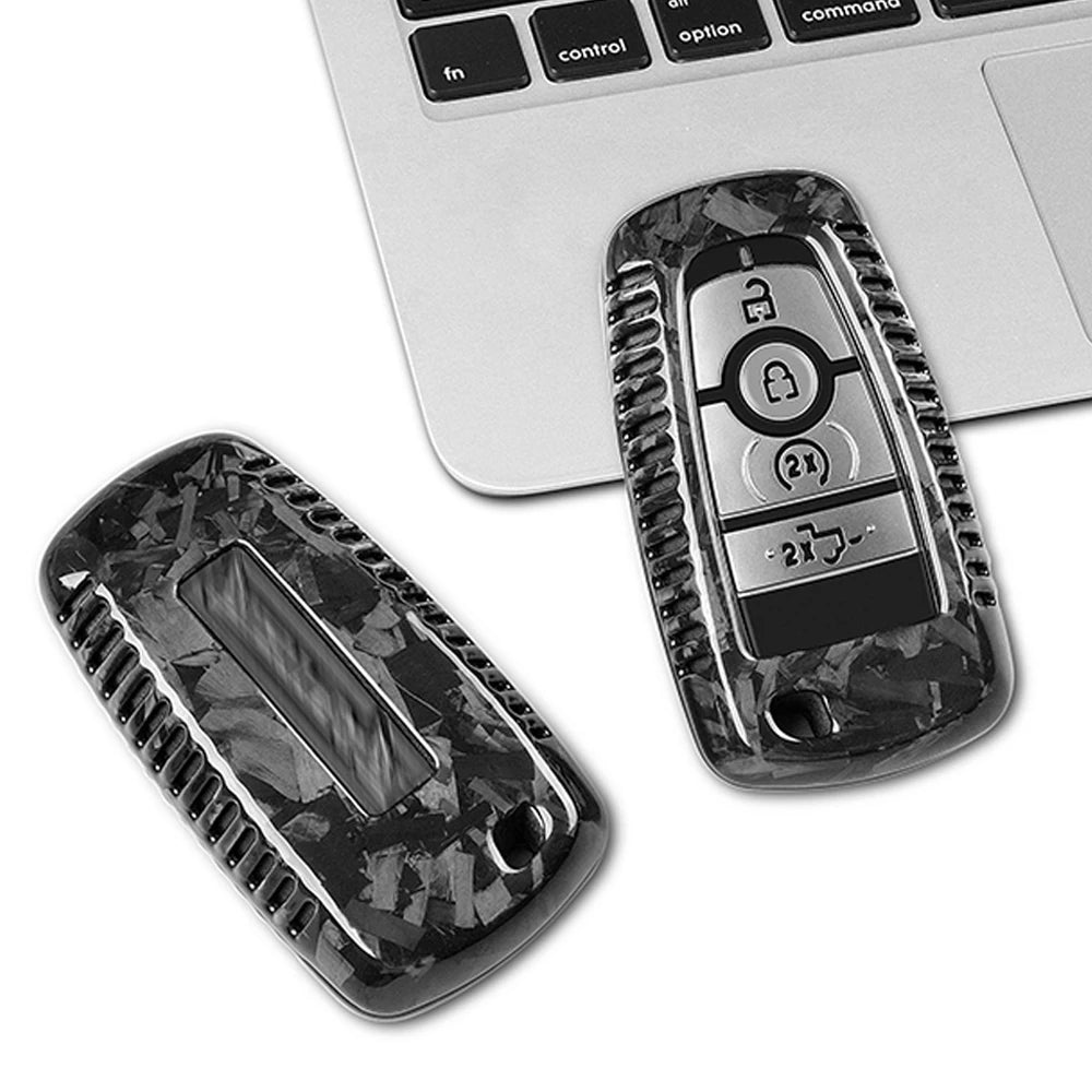 Key Fob Cover for Lincoln Navigator Real Carbon Fiber Key Case Shell for Ford F150 & Raptor Bronco with Keychain 2020-2023 2024 CM World
